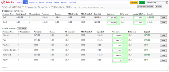 Salon Software closing process - SalonBiz Salon Software