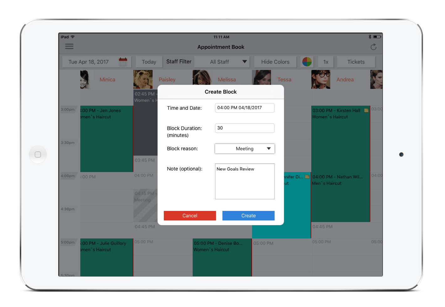 Salon Booking Software iPad