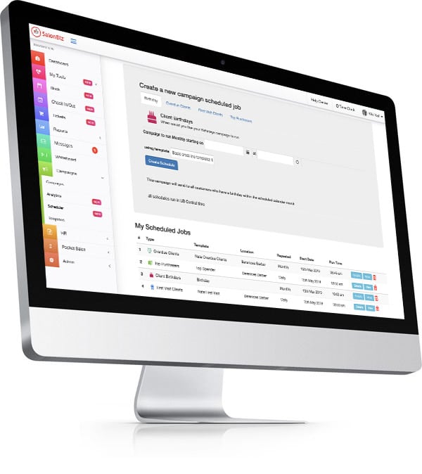 Example of client scheduling displayed on Apple computer