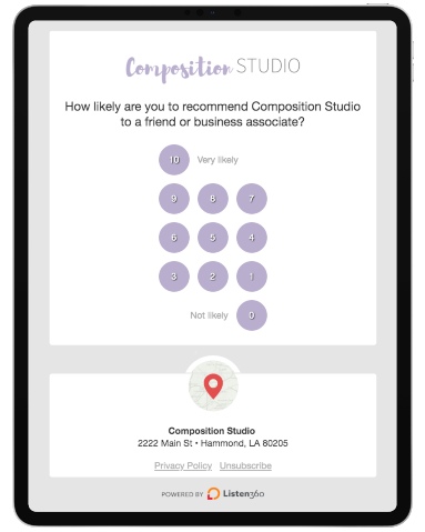 iPad with rating from one to ten for a salon