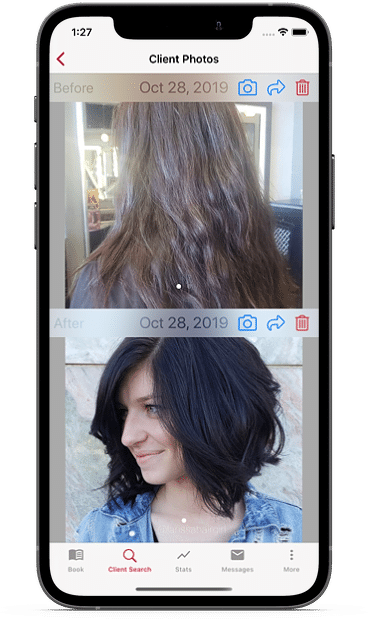 Before and After in SalonBiz Stylist App