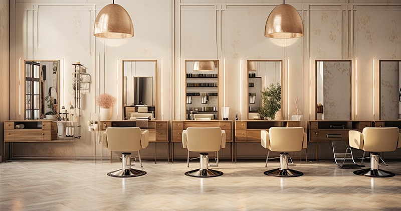 a beige colored interior of a salon