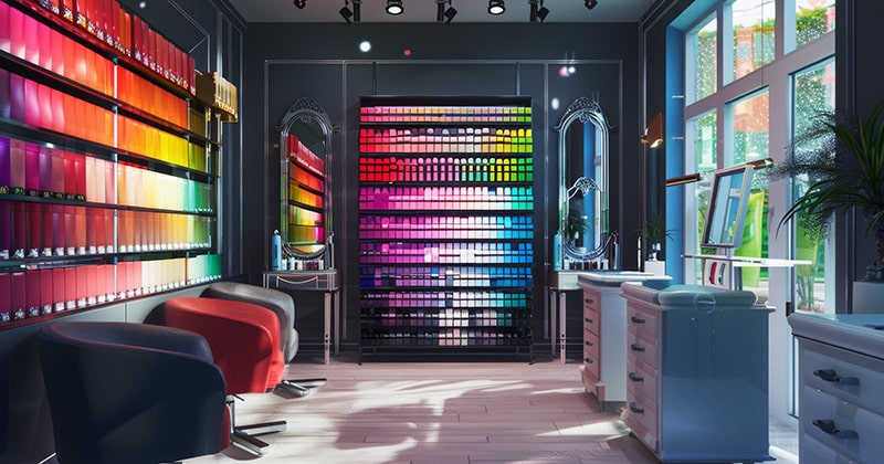 a wall that is designed nicely following a rainbow pattern