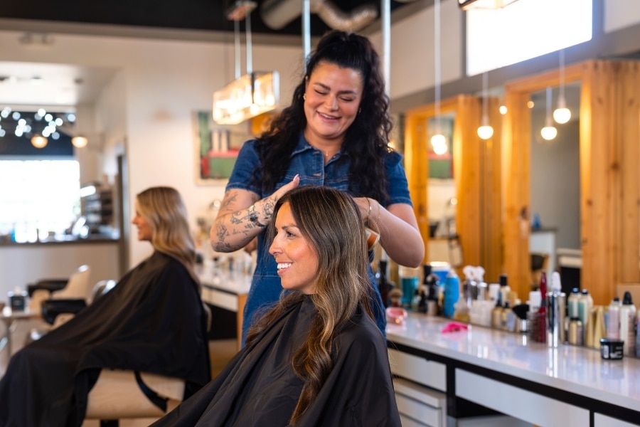 image of customers getting haircuts in a salon