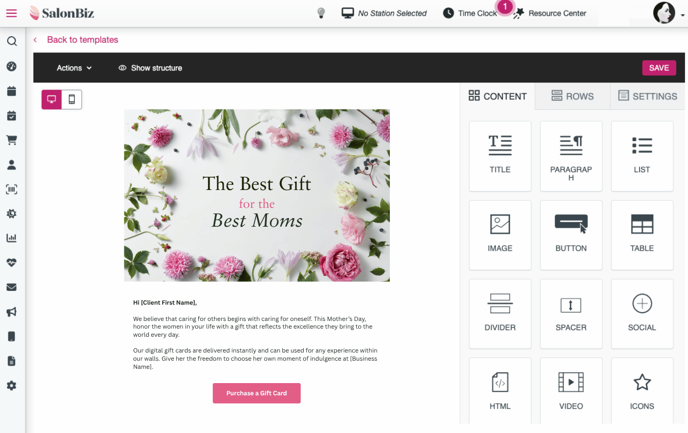 the salon biz email marketing system