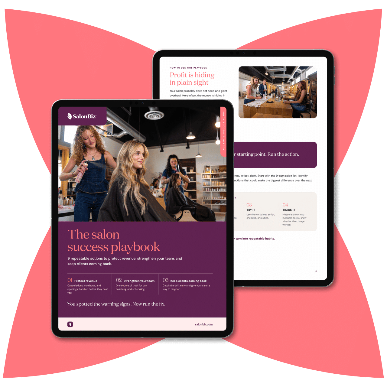 SalonBiz Playbook on an iPad