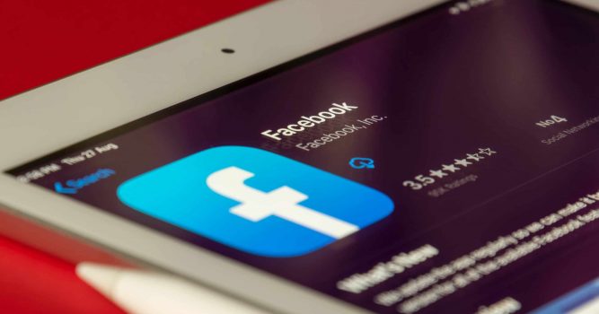 an image with facebook on the screen