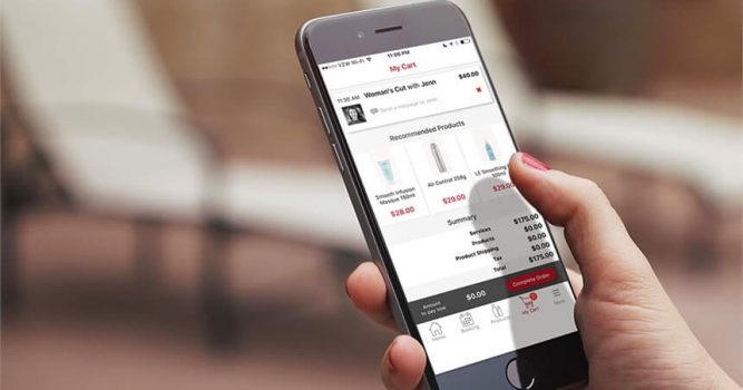 Customer using the ease, hand help pocket app via Iphone