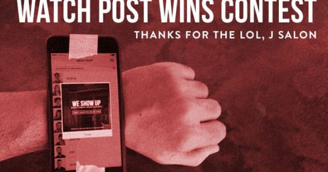 Advertisement showing a contest for users of mobile app